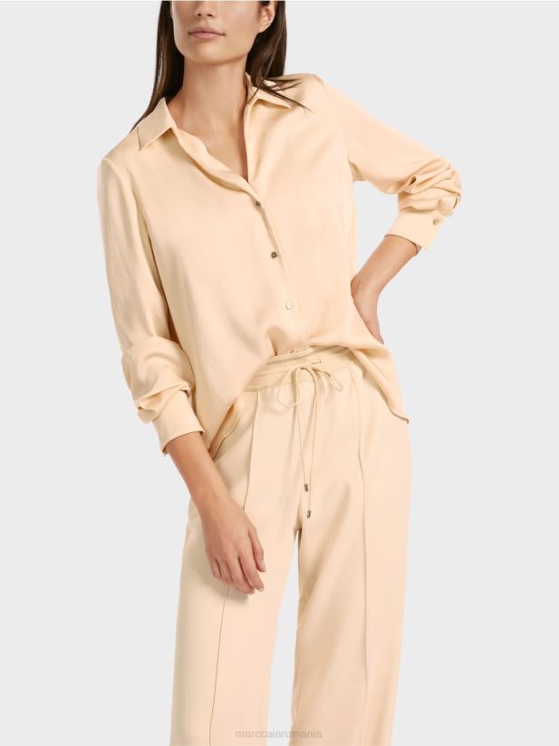 bluză clasică cămașă cu decolteu în V Marc Cain crema inchisa îmbrăcăminte 4826HH856
