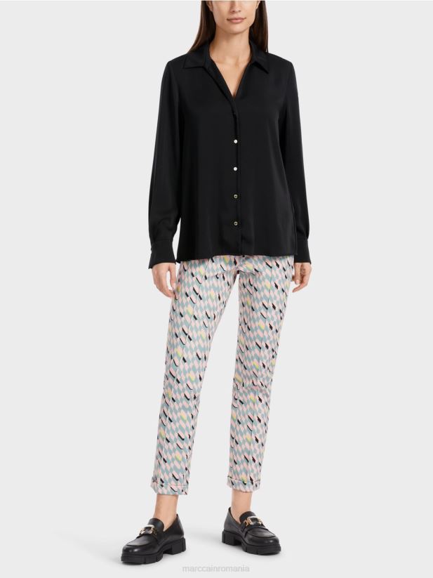 bluză clasică cămașă cu decolteu în V Marc Cain negru îmbrăcăminte 4826HH889