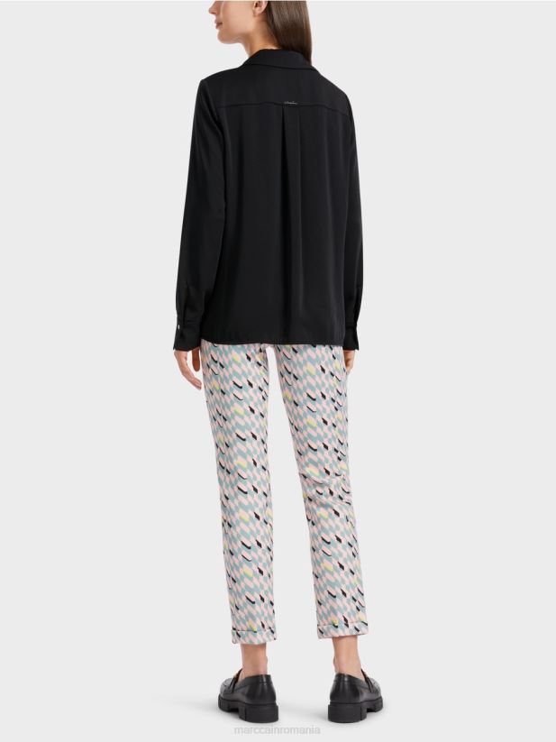 bluză clasică cămașă cu decolteu în V Marc Cain negru îmbrăcăminte 4826HH889