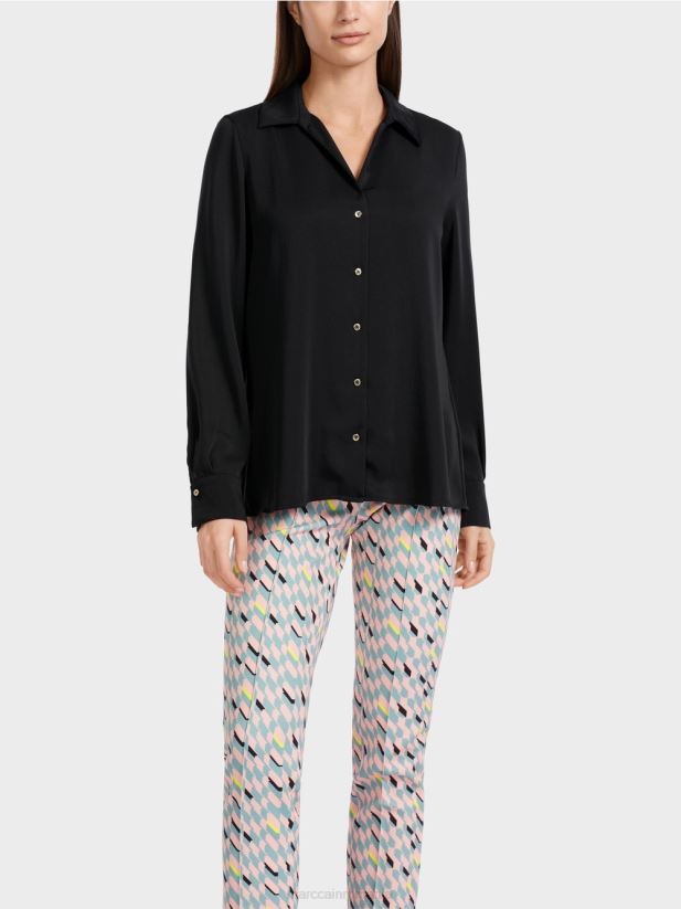 bluză clasică cămașă cu decolteu în V Marc Cain negru îmbrăcăminte 4826HH889