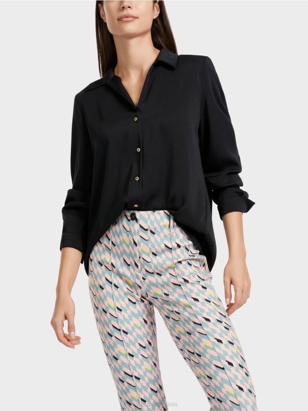 bluză clasică cămașă cu decolteu în V Marc Cain negru îmbrăcăminte 4826HH889