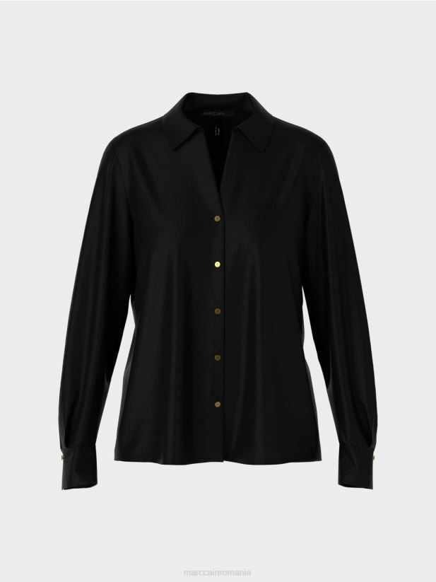 bluză clasică cămașă cu decolteu în V Marc Cain negru îmbrăcăminte 4826HH889