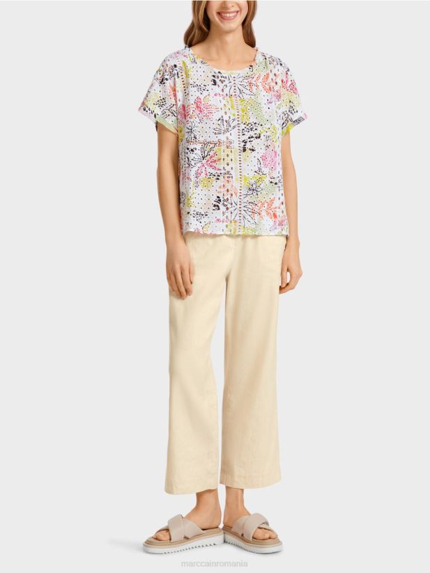 bluză colorată cu broderie englezească Marc Cain var usor îmbrăcăminte 4826HH932