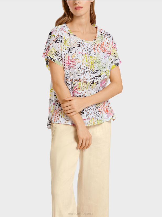 bluză colorată cu broderie englezească Marc Cain var usor îmbrăcăminte 4826HH932