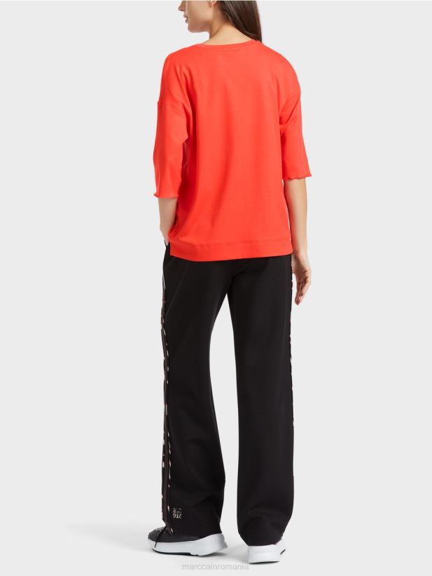 bluză cu amestec de materiale Marc Cain campari îmbrăcăminte 4826HH904