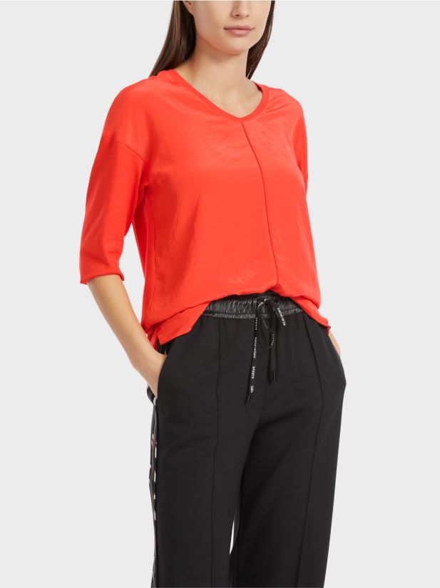 bluză cu amestec de materiale Marc Cain campari îmbrăcăminte 4826HH904