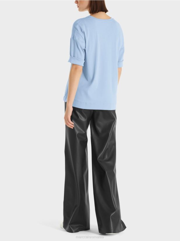 bluză cu amestec de materiale Marc Cain cer întunecat de vară îmbrăcăminte 4826HH905