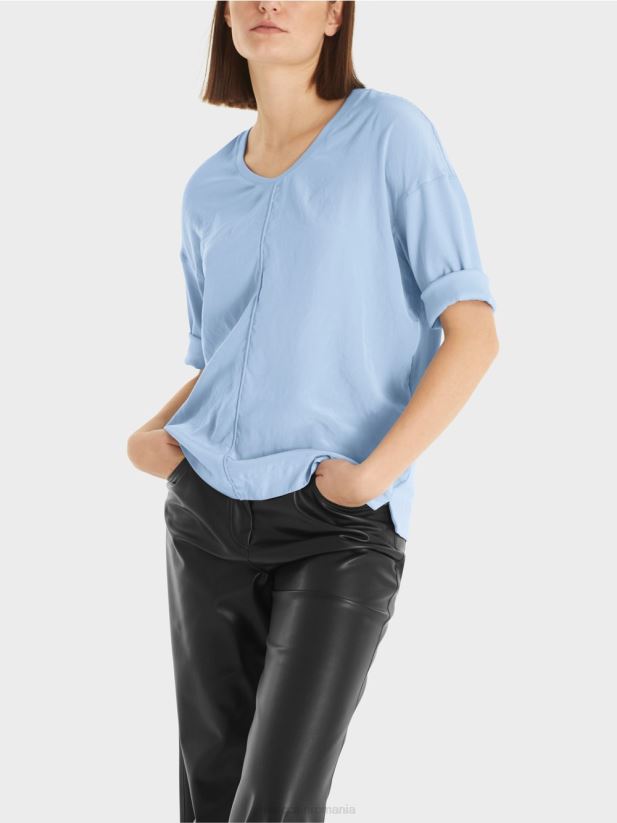 bluză cu amestec de materiale Marc Cain cer întunecat de vară îmbrăcăminte 4826HH905