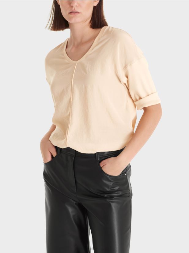 bluză cu amestec de materiale Marc Cain crema inchisa îmbrăcăminte 4826HH907