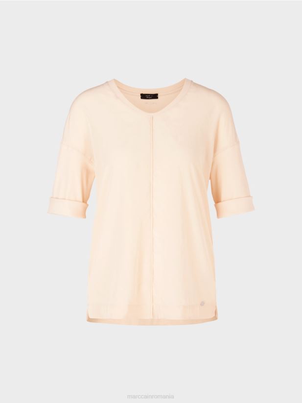 bluză cu amestec de materiale Marc Cain crema inchisa îmbrăcăminte 4826HH907