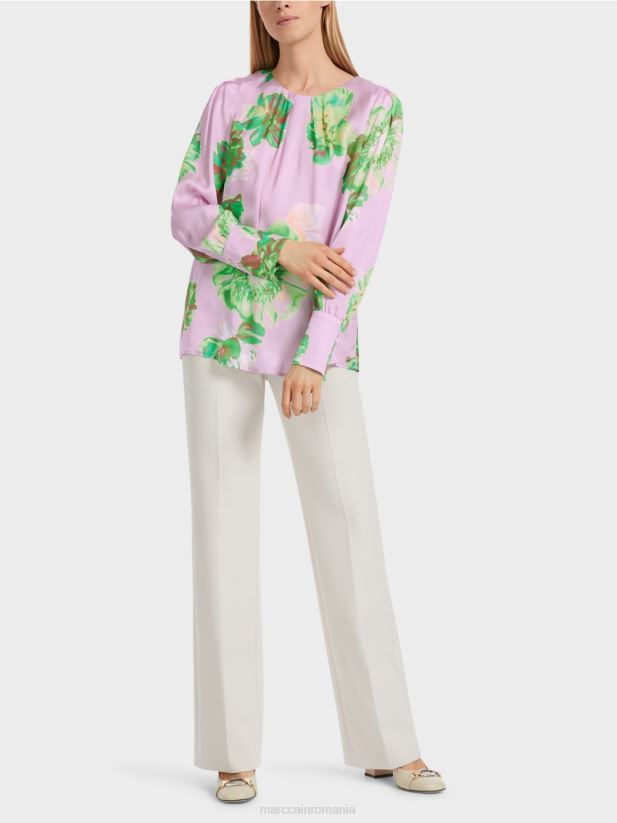 bluză cu gât rotund plisat Marc Cain lavandă strălucitoare îmbrăcăminte 4826HH842