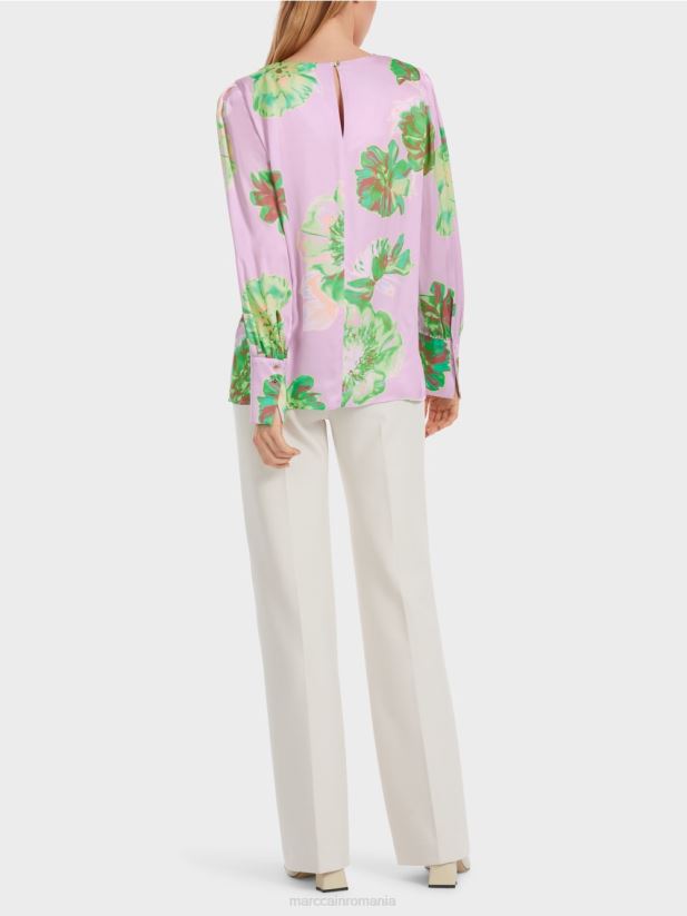 bluză cu gât rotund plisat Marc Cain lavandă strălucitoare îmbrăcăminte 4826HH842