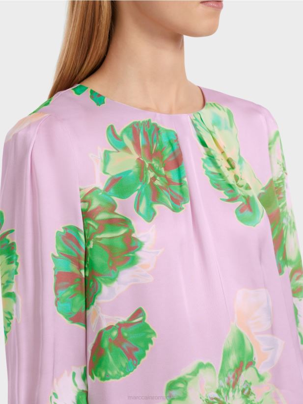 bluză cu gât rotund plisat Marc Cain lavandă strălucitoare îmbrăcăminte 4826HH842