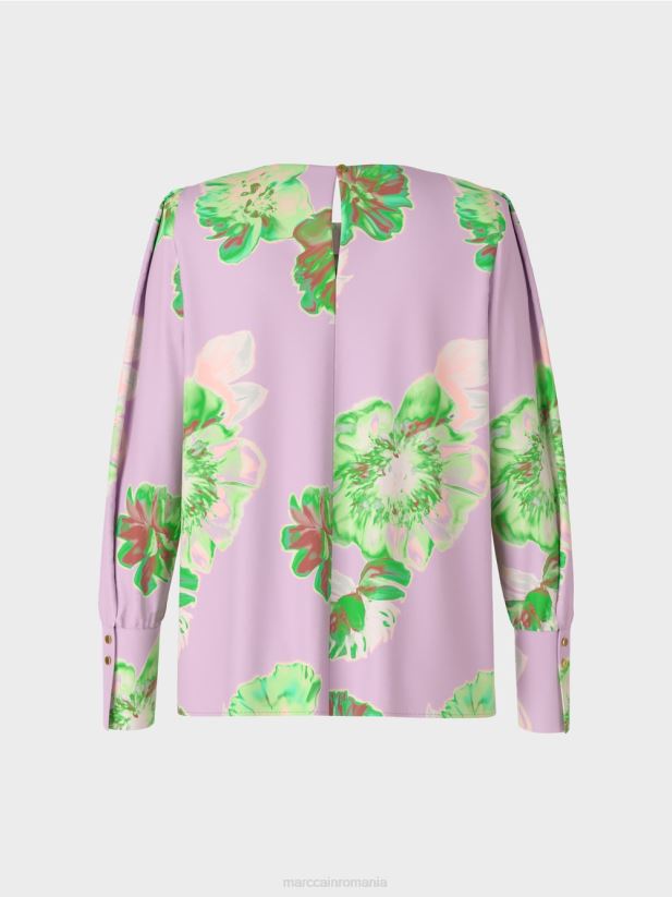 bluză cu gât rotund plisat Marc Cain lavandă strălucitoare îmbrăcăminte 4826HH842