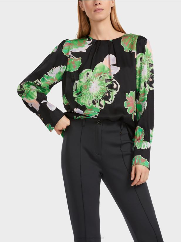 bluză cu gât rotund plisat Marc Cain negru îmbrăcăminte 4826HH845