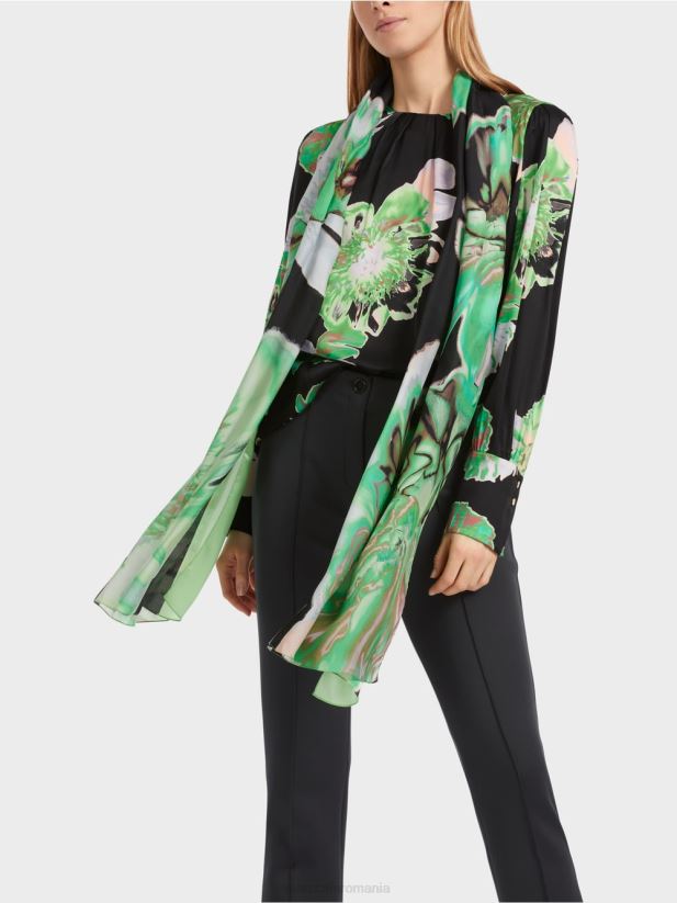 bluză cu gât rotund plisat Marc Cain negru îmbrăcăminte 4826HH845