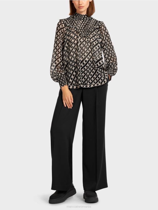 bluză cu guler smocat Marc Cain negru îmbrăcăminte 4826HH1006