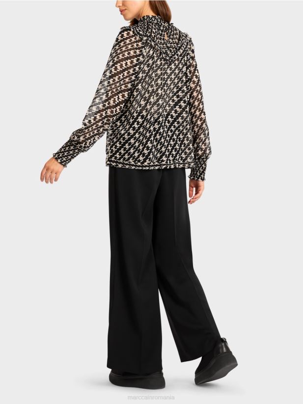 bluză cu guler smocat Marc Cain negru îmbrăcăminte 4826HH1006