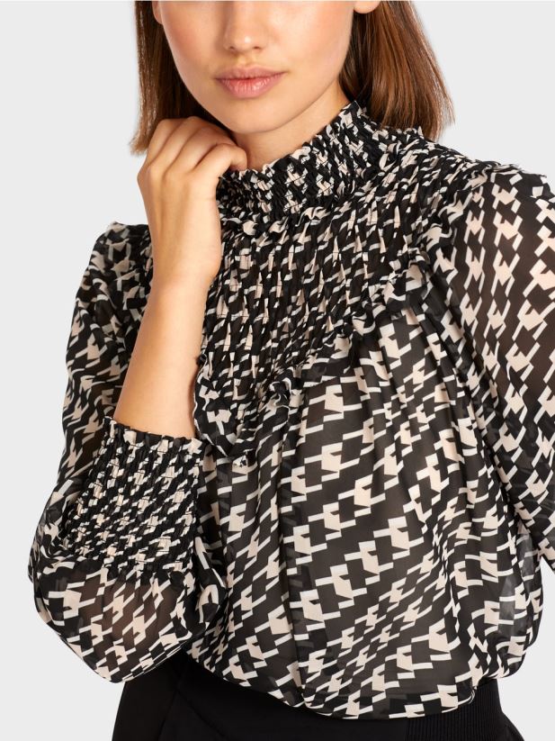 bluză cu guler smocat Marc Cain negru îmbrăcăminte 4826HH1006