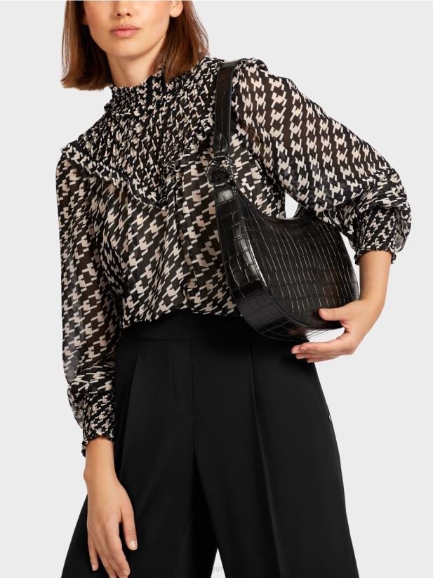 bluză cu guler smocat Marc Cain negru îmbrăcăminte 4826HH1006