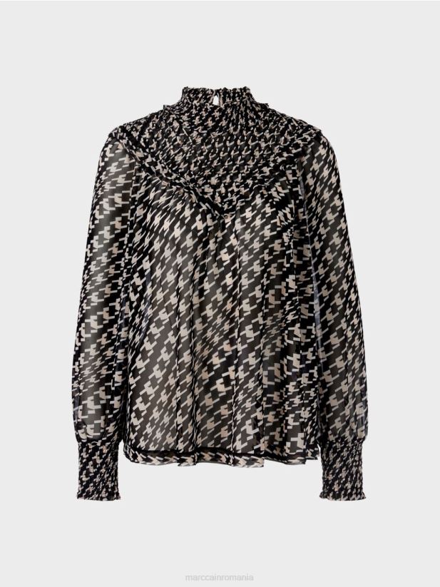 bluză cu guler smocat Marc Cain negru îmbrăcăminte 4826HH1006