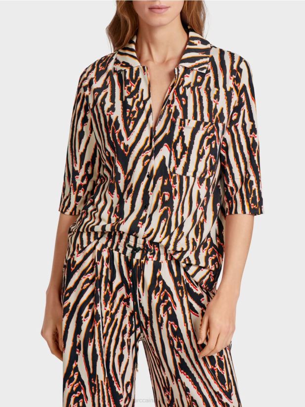 bluză cu imprimeu de blană animală Marc Cain rosu intens îmbrăcăminte 4826HH919