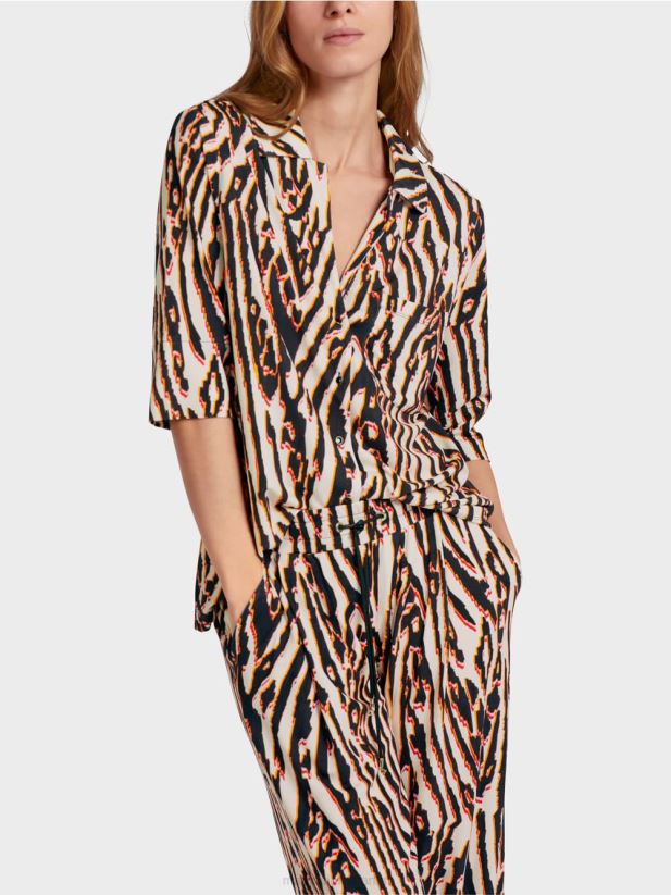 bluză cu imprimeu de blană animală Marc Cain rosu intens îmbrăcăminte 4826HH919