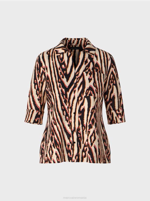 bluză cu imprimeu de blană animală Marc Cain rosu intens îmbrăcăminte 4826HH919