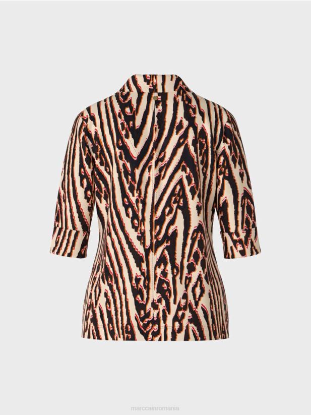 bluză cu imprimeu de blană animală Marc Cain rosu intens îmbrăcăminte 4826HH919