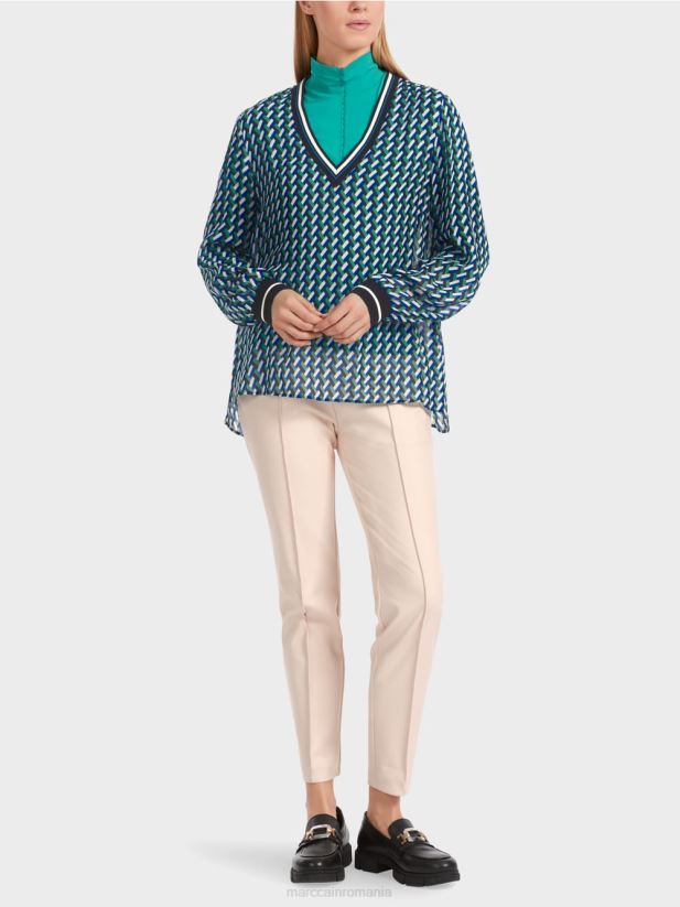 bluză cu imprimeu geometric peste tot Marc Cain smalț îmbrăcăminte 4826HH837