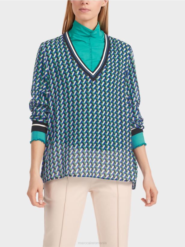 bluză cu imprimeu geometric peste tot Marc Cain smalț îmbrăcăminte 4826HH837