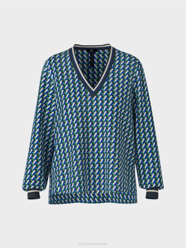 bluză cu imprimeu geometric peste tot Marc Cain smalț îmbrăcăminte 4826HH837