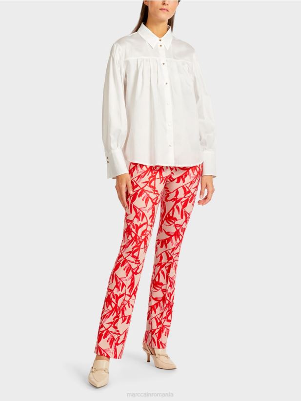 bluză cu jug de umăr și pliuri Marc Cain aproape alb îmbrăcăminte 4826HH957