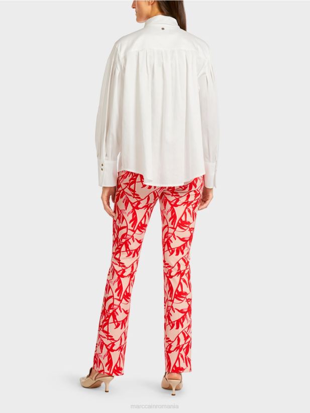 bluză cu jug de umăr și pliuri Marc Cain aproape alb îmbrăcăminte 4826HH957