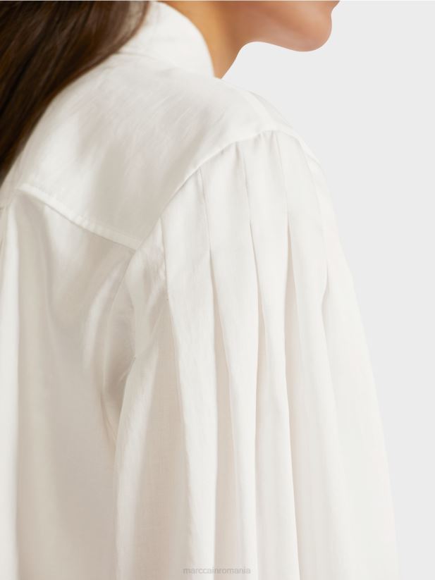 bluză cu jug de umăr și pliuri Marc Cain aproape alb îmbrăcăminte 4826HH957