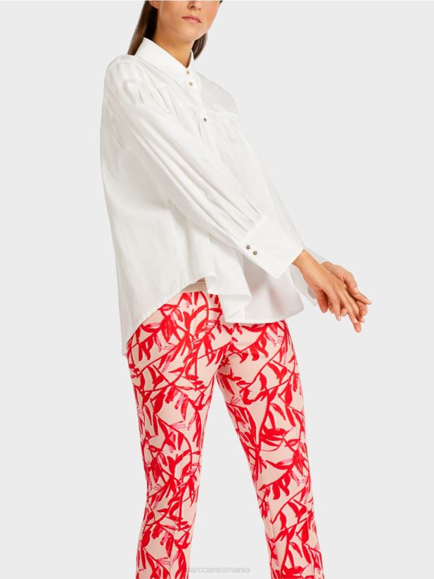 bluză cu jug de umăr și pliuri Marc Cain aproape alb îmbrăcăminte 4826HH957