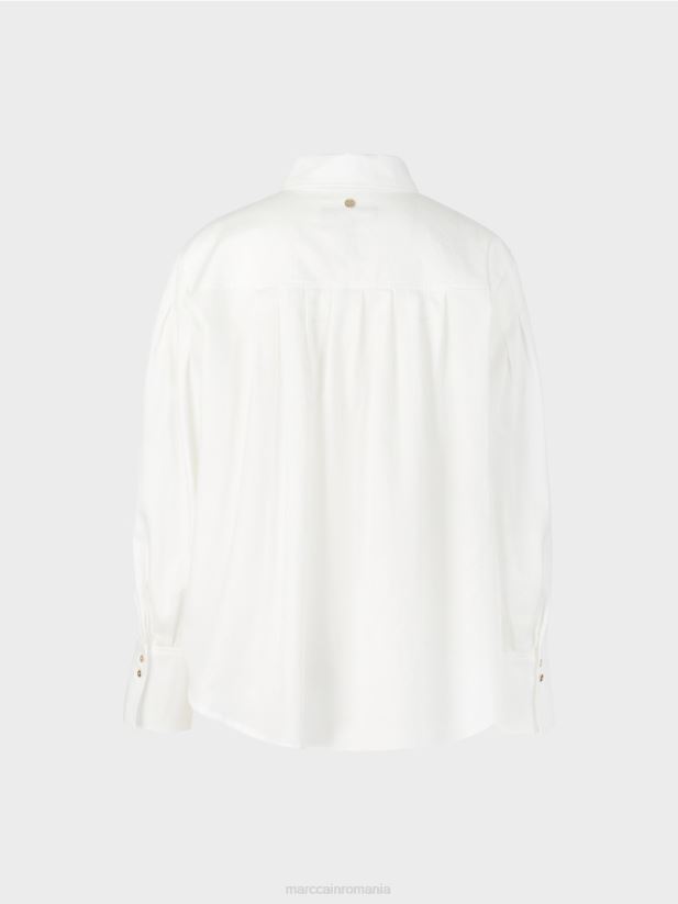 bluză cu jug de umăr și pliuri Marc Cain aproape alb îmbrăcăminte 4826HH957