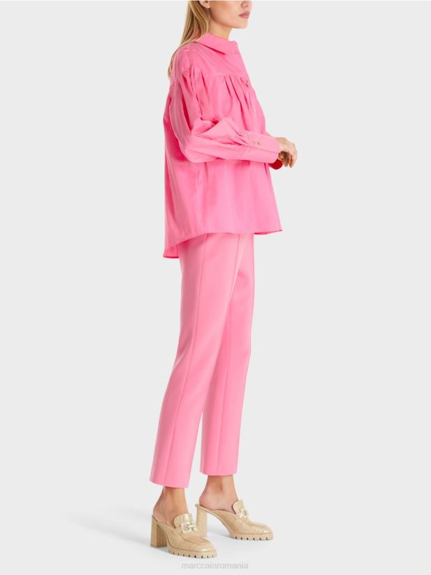 bluză cu jug de umăr și pliuri Marc Cain roz aprins îmbrăcăminte 4826HH976