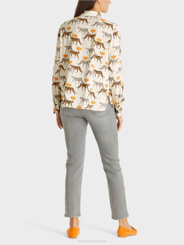 bluză cu leoparzi Marc Cain albă nouă ca zăpada îmbrăcăminte 4826HH995