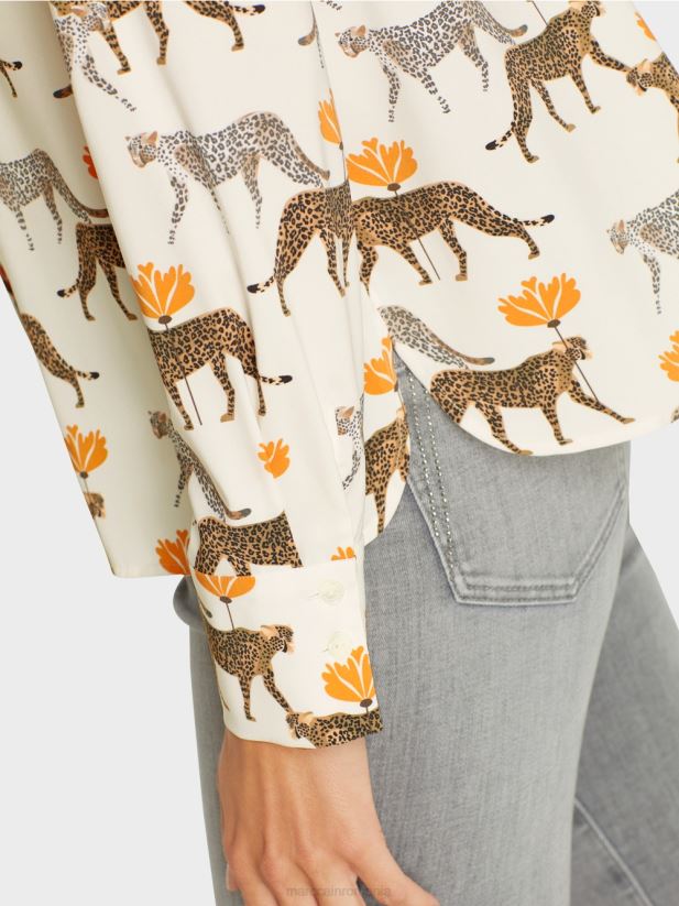 bluză cu leoparzi Marc Cain albă nouă ca zăpada îmbrăcăminte 4826HH995