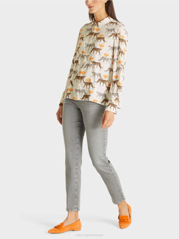 bluză cu leoparzi Marc Cain albă nouă ca zăpada îmbrăcăminte 4826HH995