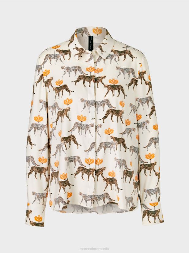 bluză cu leoparzi Marc Cain albă nouă ca zăpada îmbrăcăminte 4826HH995