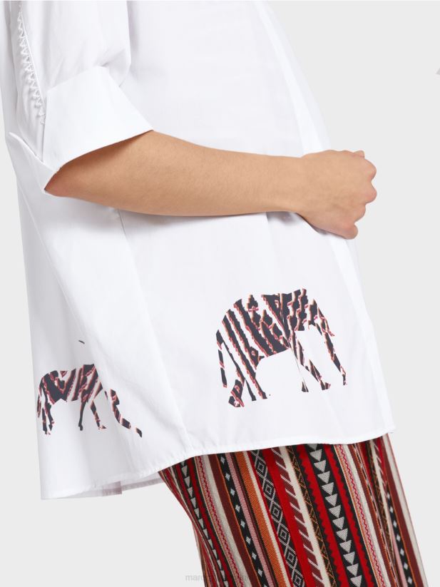 bluză cu mâneci 3/4 Marc Cain alb îmbrăcăminte 4826HH909