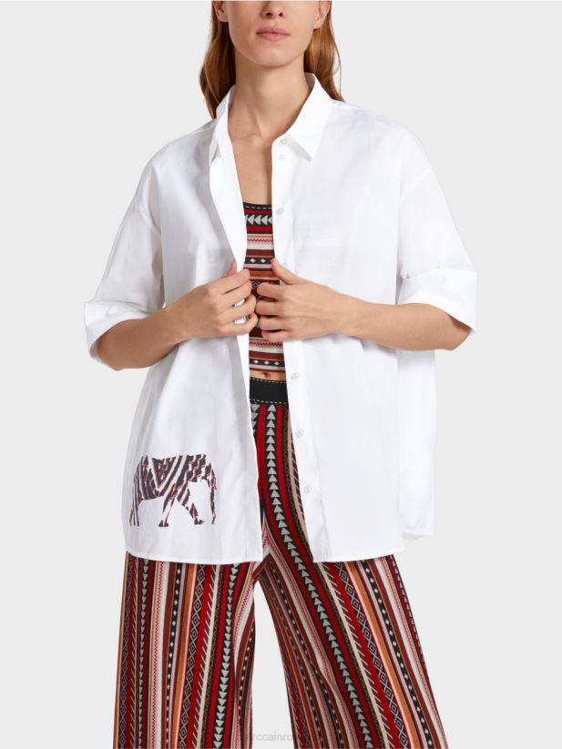 bluză cu mâneci 3/4 Marc Cain alb îmbrăcăminte 4826HH909