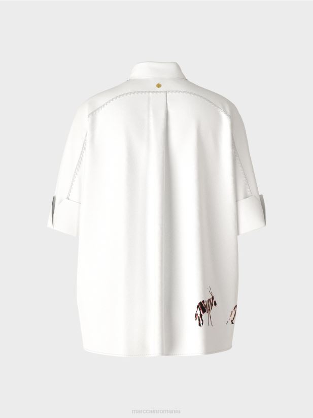 bluză cu mâneci 3/4 Marc Cain alb îmbrăcăminte 4826HH909