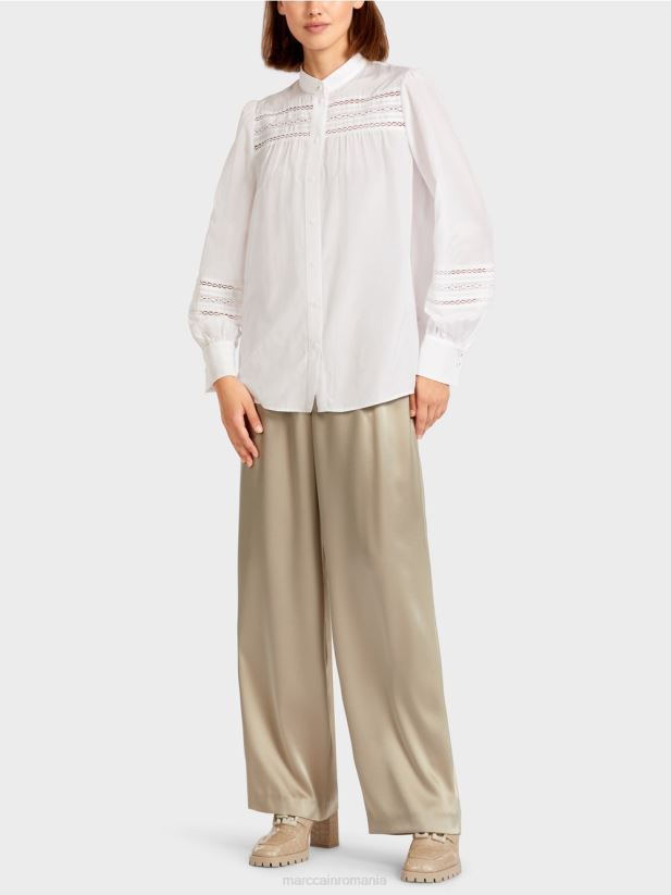 bluză cu margine din dantelă Marc Cain alb îmbrăcăminte 4826HH958