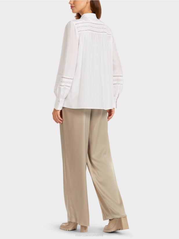 bluză cu margine din dantelă Marc Cain alb îmbrăcăminte 4826HH958