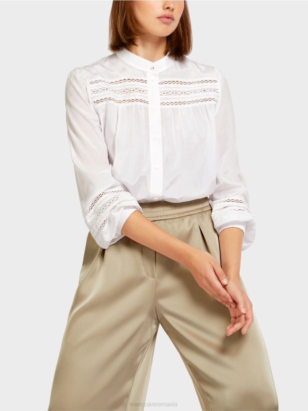 bluză cu margine din dantelă Marc Cain alb îmbrăcăminte 4826HH958