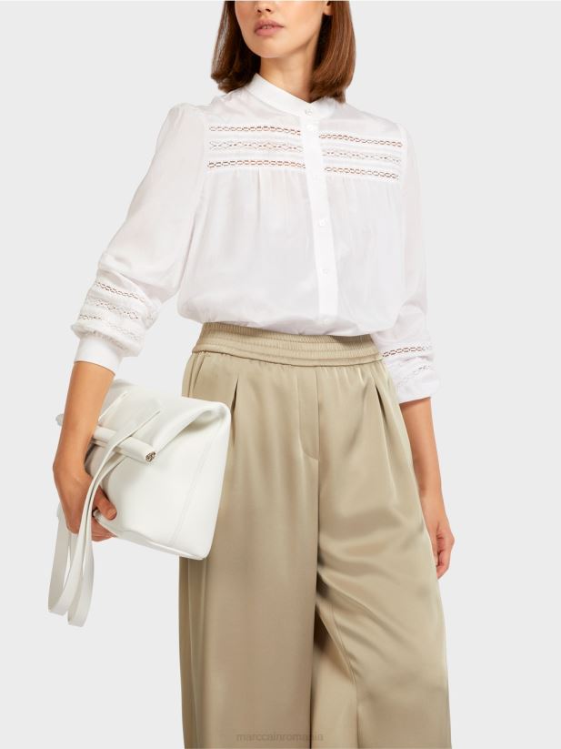 bluză cu margine din dantelă Marc Cain alb îmbrăcăminte 4826HH958