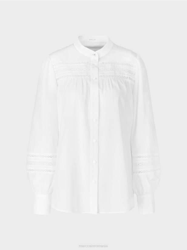 bluză cu margine din dantelă Marc Cain alb îmbrăcăminte 4826HH958